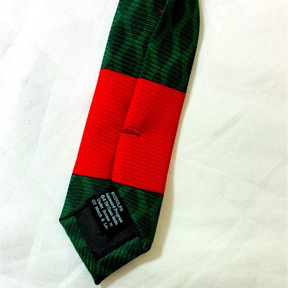 VINTAGE Rudolf Festive Holiday Pattern Tie UNISEX - Picture 5 of 8
